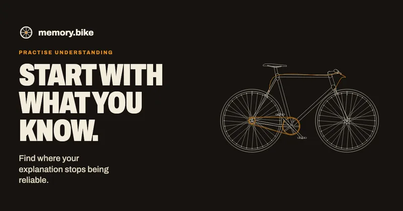 memory.bike: Start with what you know, alongside a line drawing of a bicycle